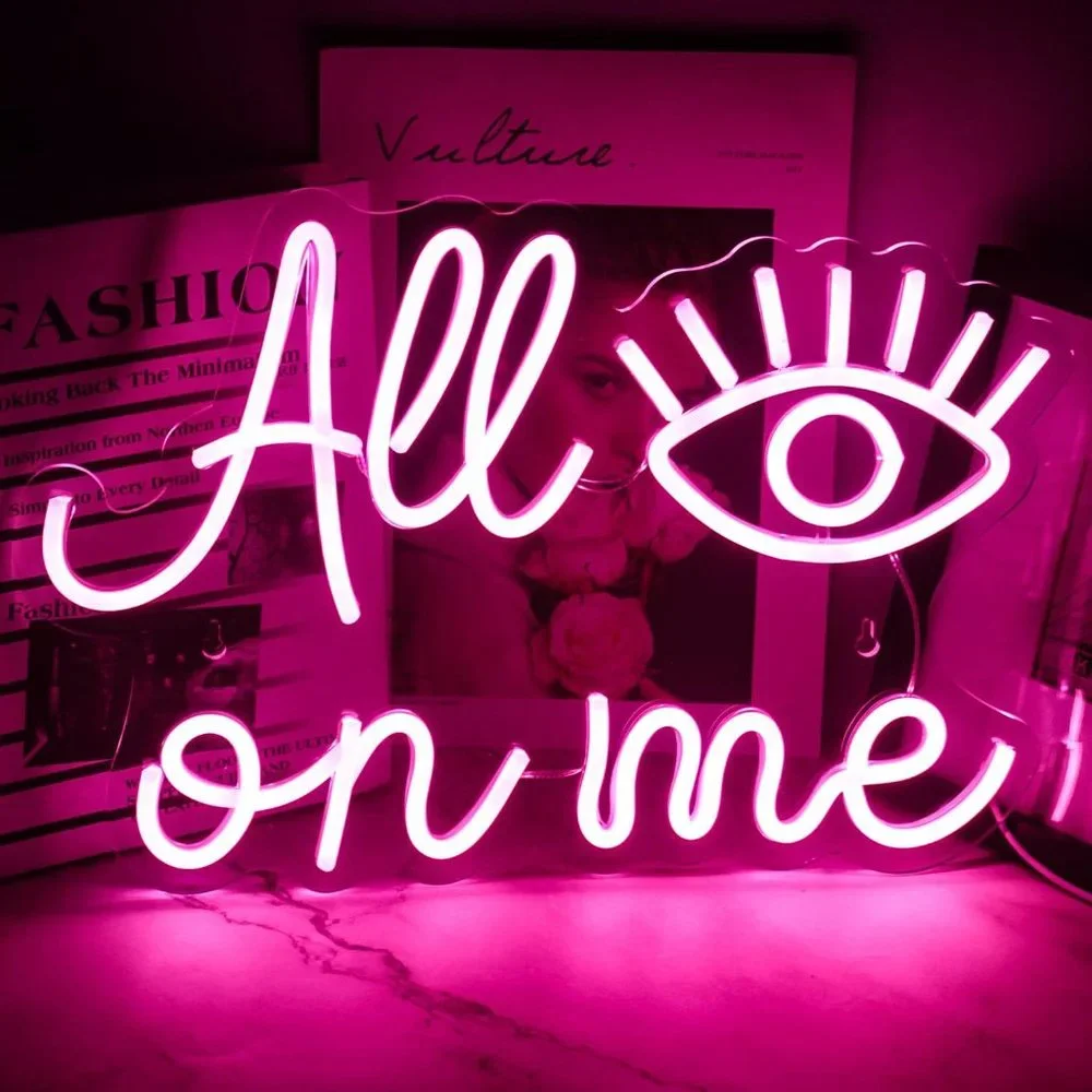 All Eyes On Me Evil Eye Greek Spiritual Cute Pink Neon Light LED Wall Decor Dorm